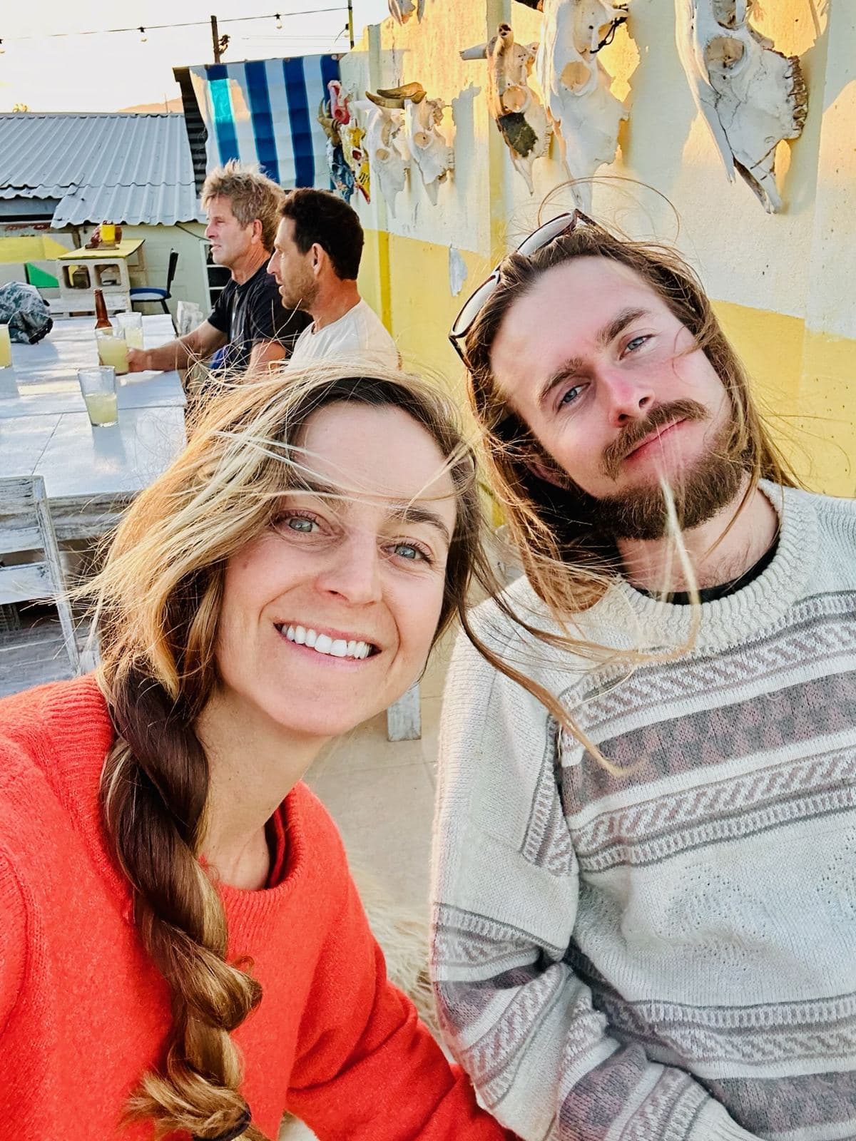 A seaside café selfie